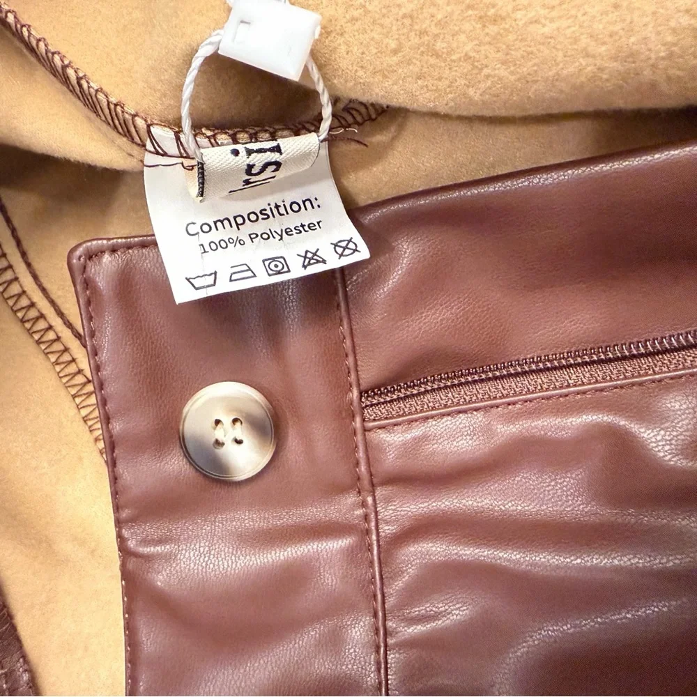 Ursime Western Cow Pattern PU Leather High Waist‎ Bell Bottom Pants - Size XL